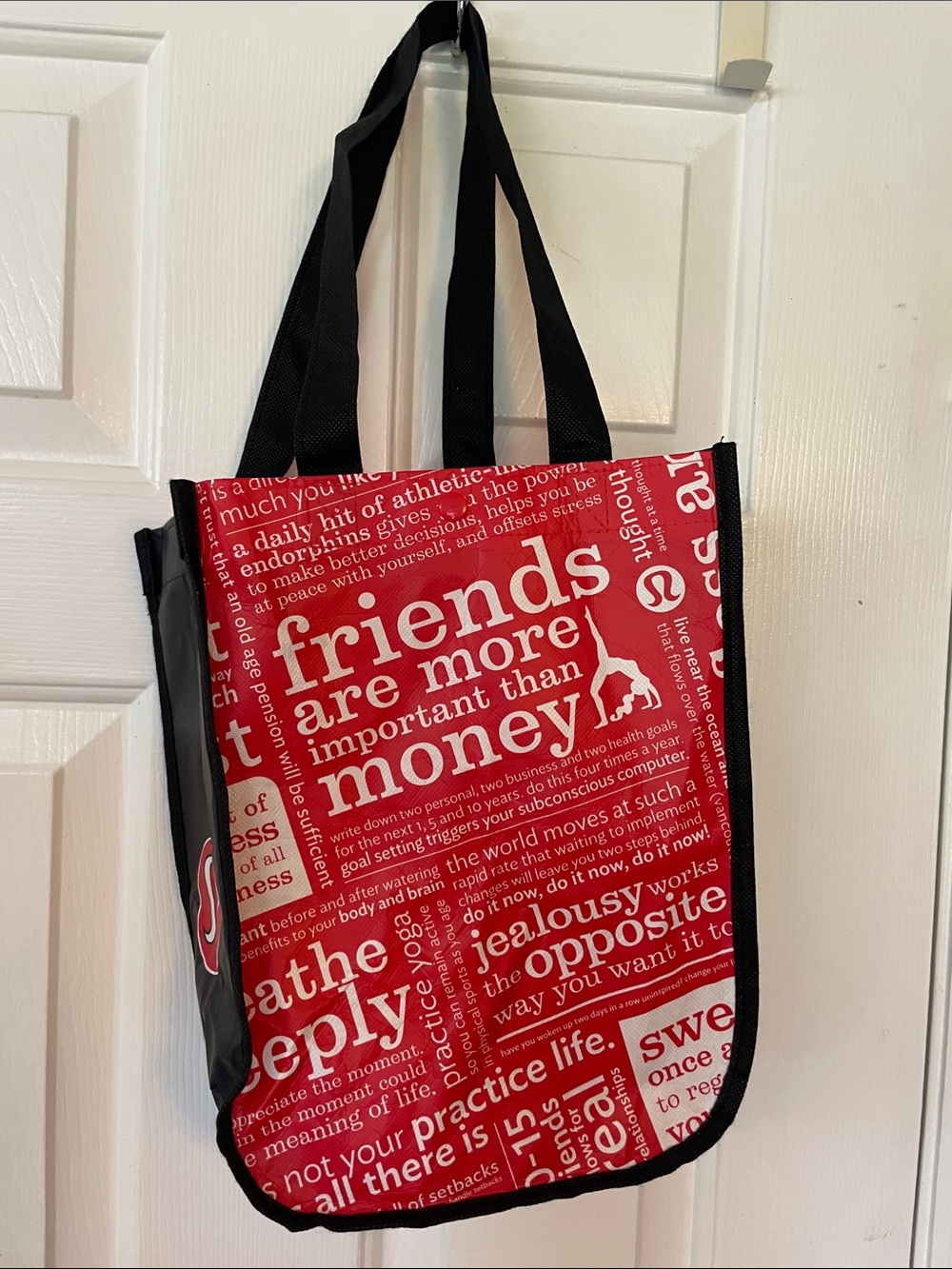 lululemon athletica Red Graphic Tote with Black Straps